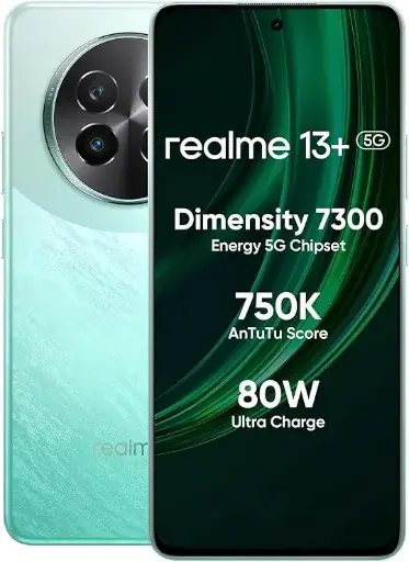 Realme 13 Plus 5G (Speed Green, 8GB RAM, 128GB Storage) | Expandable Upto 2TB | Up to 18GB Dynamic RAM | 50MP AI Dual Camera | 6.67" AMOLED Display | 80W Ultra Charging | Dimensity 7300E Processor