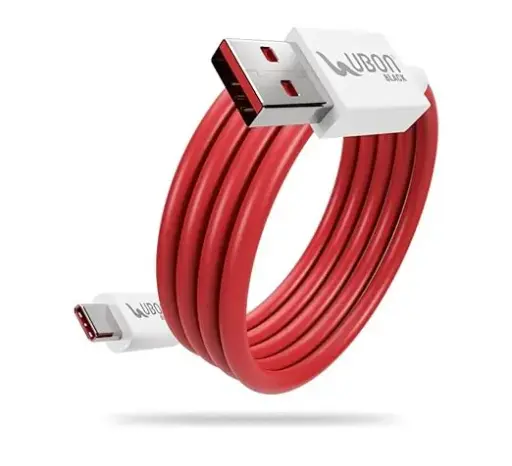 UBON WR-501 65W Type-C Cable, Tangle-Free, Rust-Proof Plug, High-Speed Charge & Sync, 1 Meter, 50000 Bend Tests, with Free Data Cable Protector (WR-501 RED)